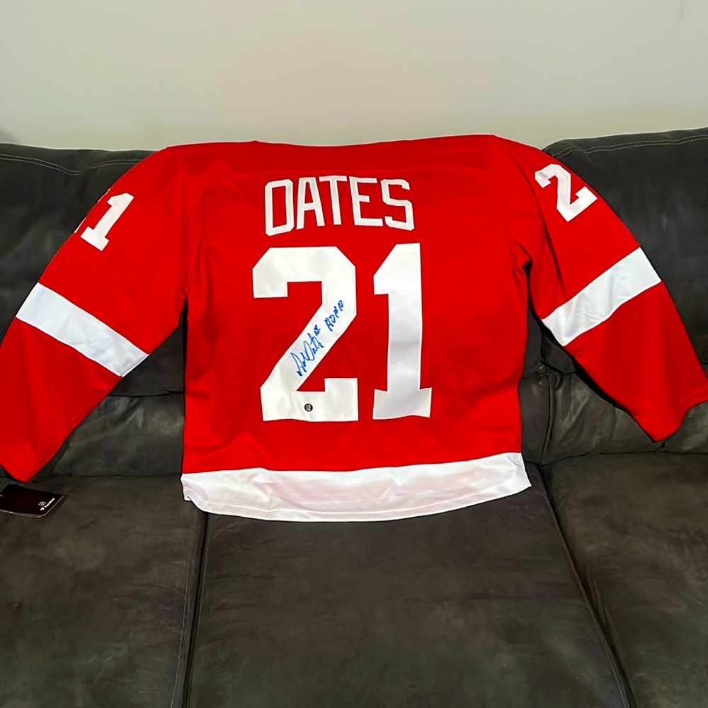 Signed Adam Oats Detroit Red Wings Jersey